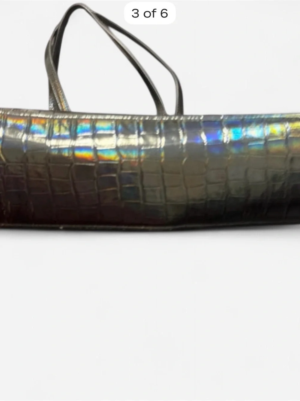 Sharif Black Croc-Embossed Shoulder Bag with Gold Accents
